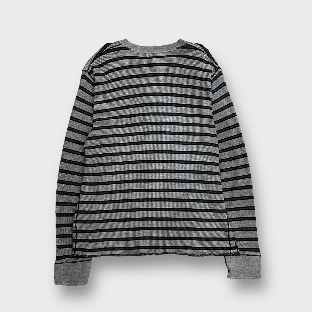 00’s “OLD NAVY”
henry-neck border pattern thermal shirt