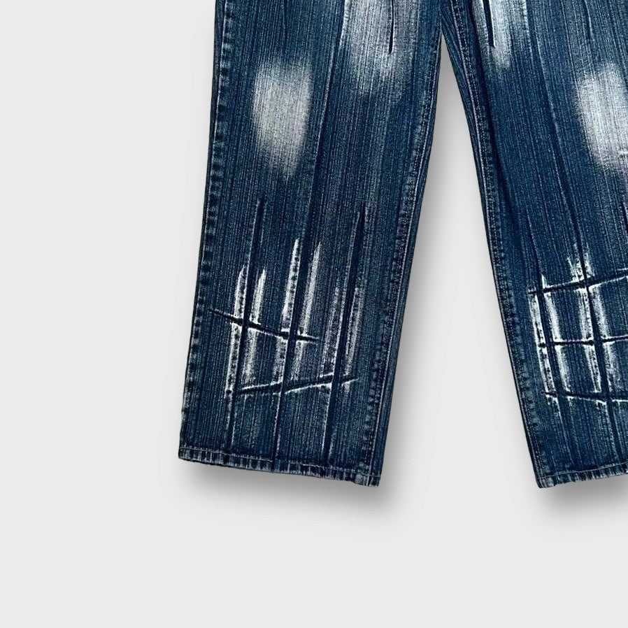 90’s “RAW SINCE”
Woshed pattern wide denim pants