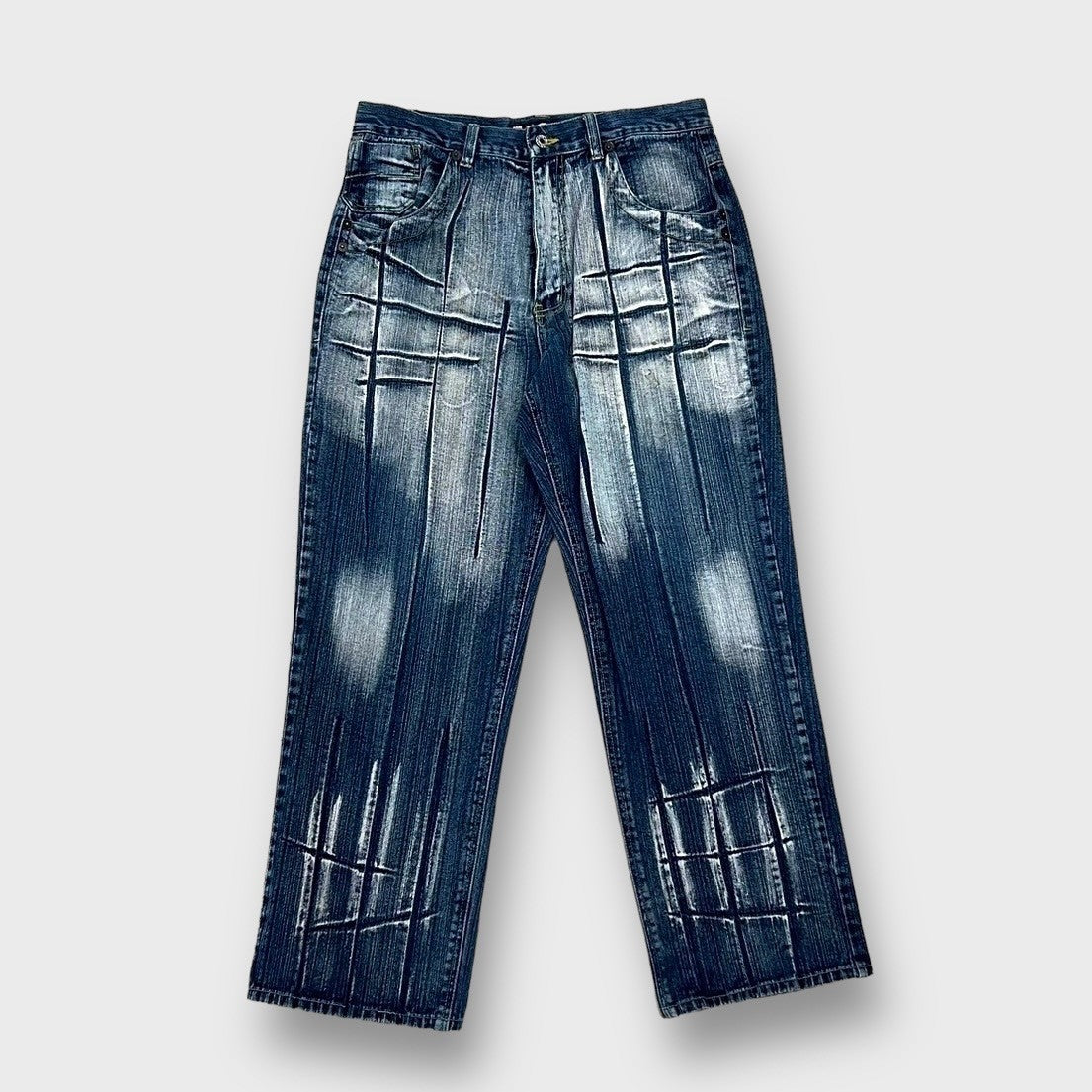 90’s “RAW SINCE”
Woshed pattern wide denim pants