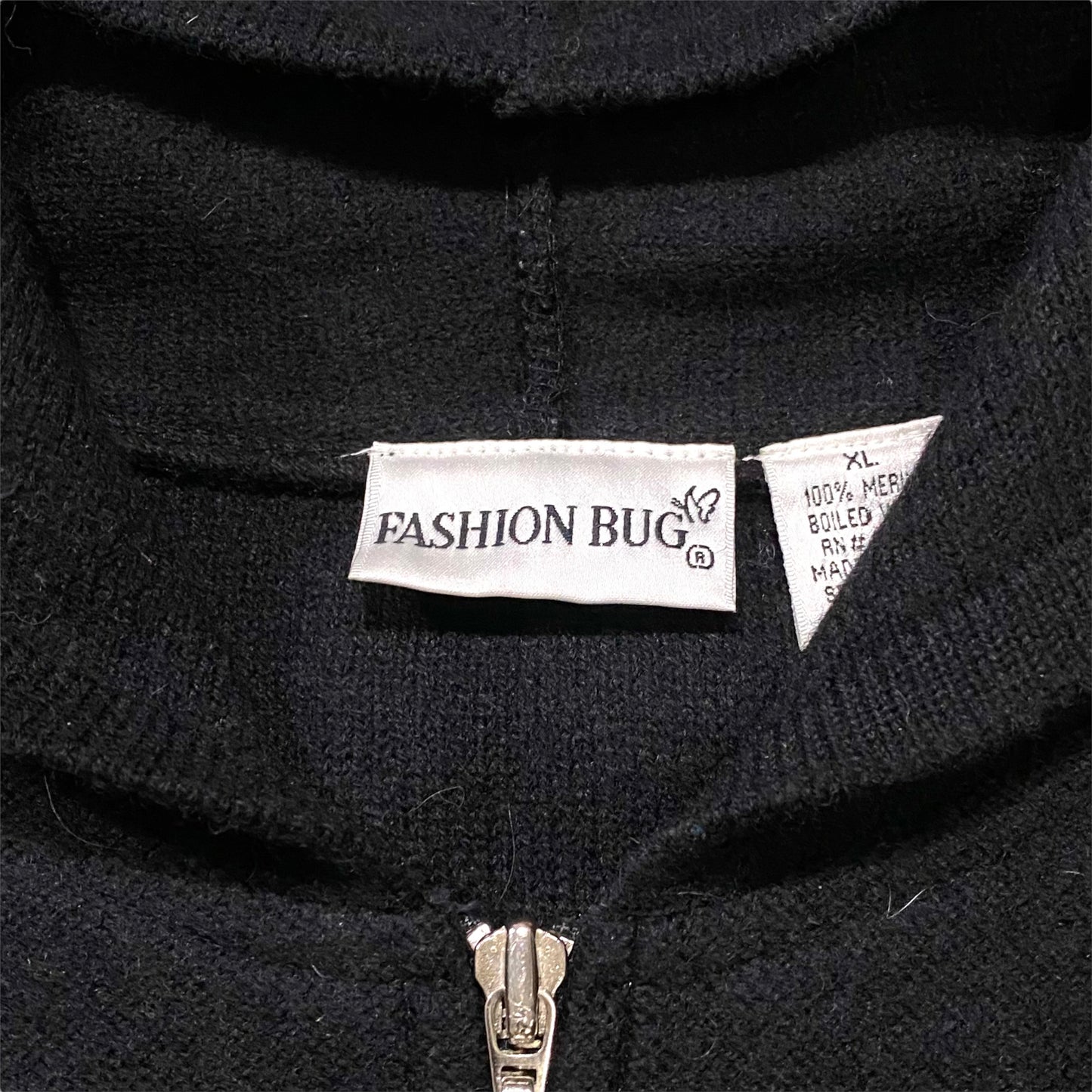 "FASHION BUG" Border pattern hooded wool jacket