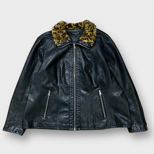 Leopard fur leather jacket