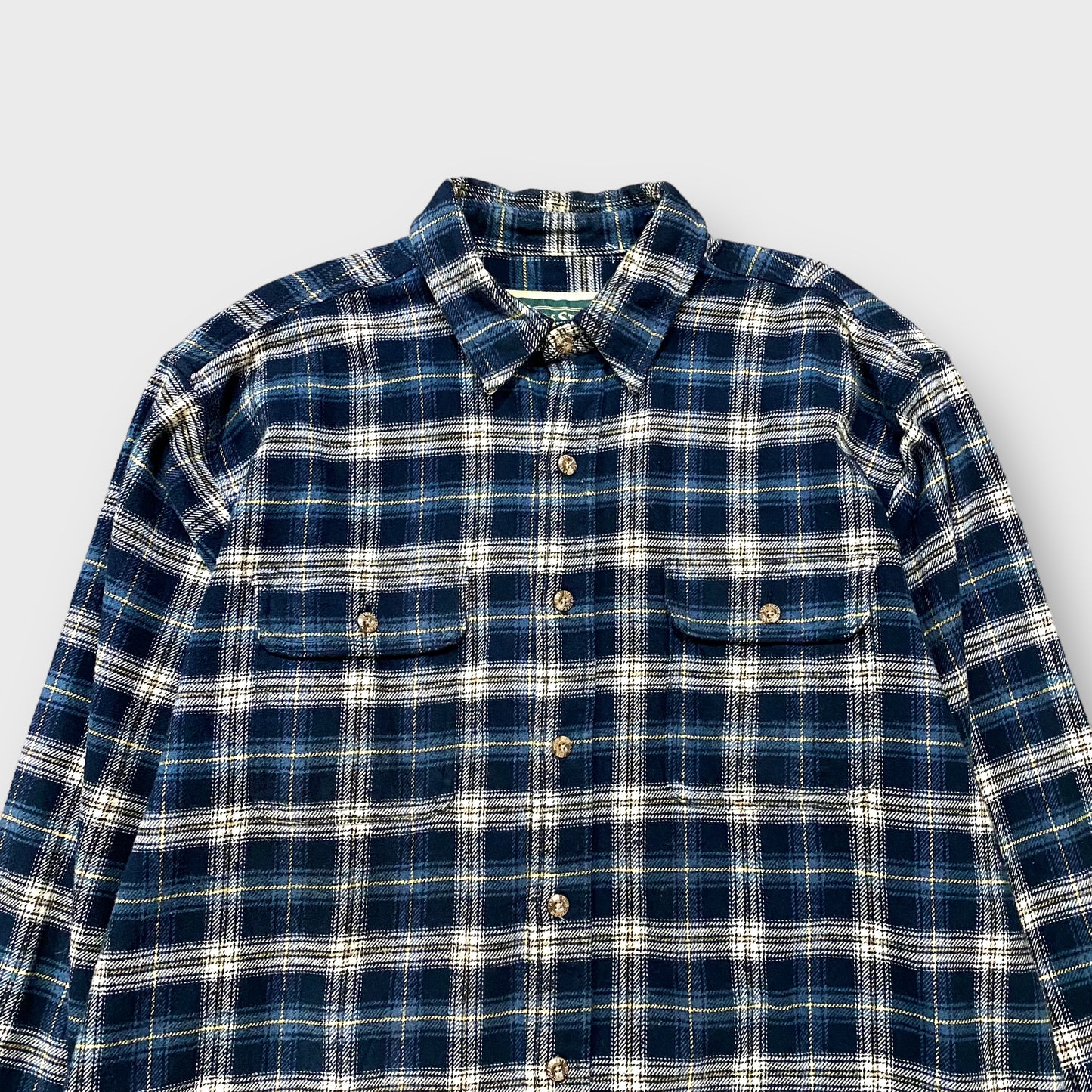 Ombre check pattern heavy flannel shirt