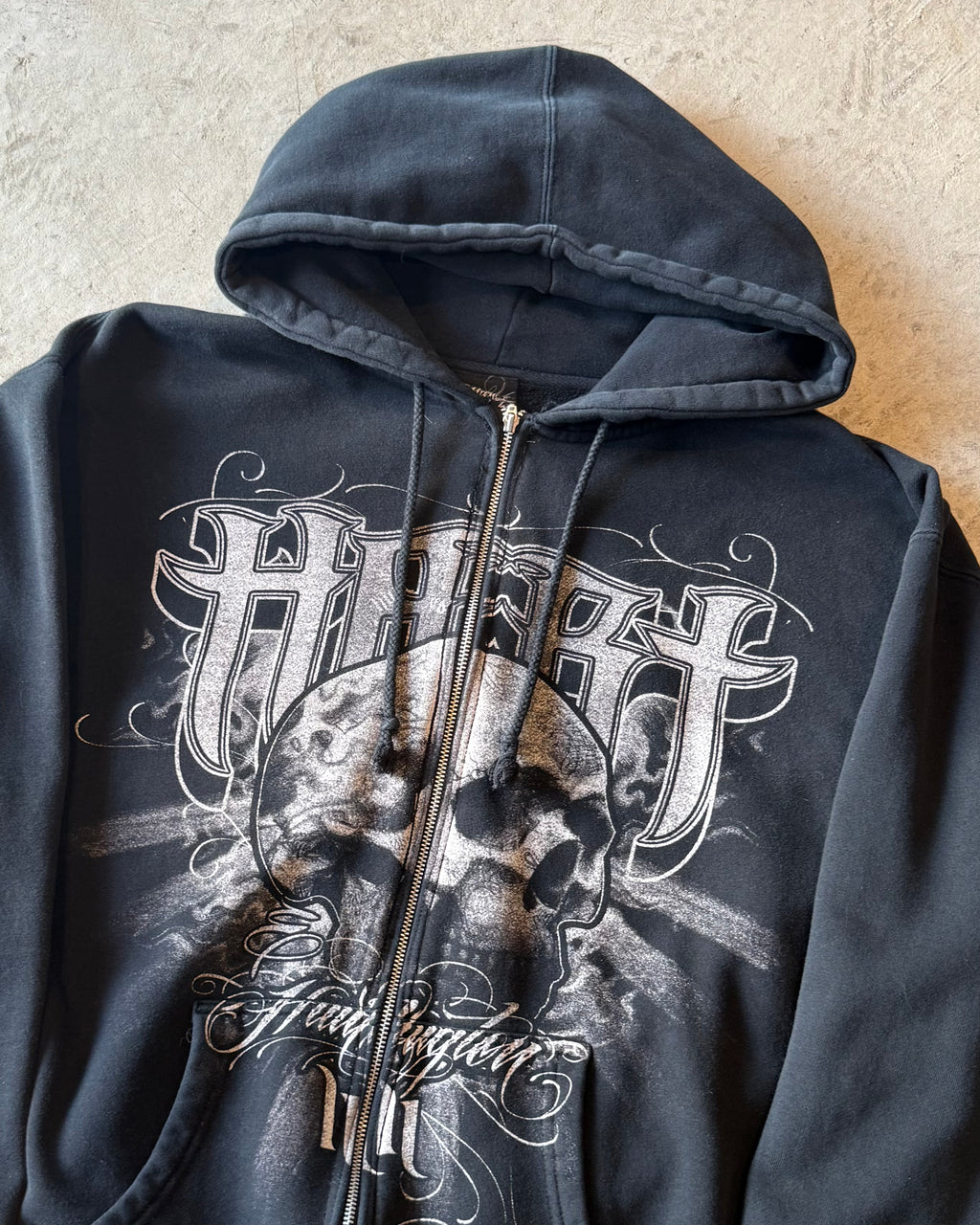 00’s skull design zip up hoodie LARGE