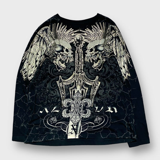Skull × sword design l/s t-shirt