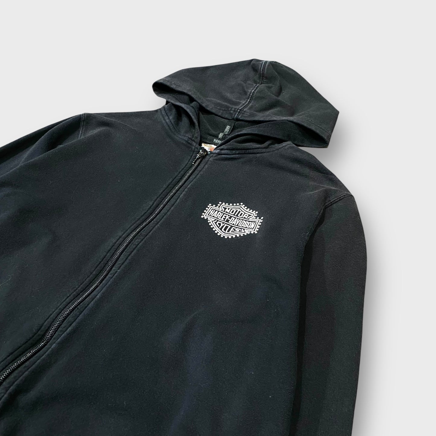 "Harley-Davidson" Logo embroidery full zip hoodie