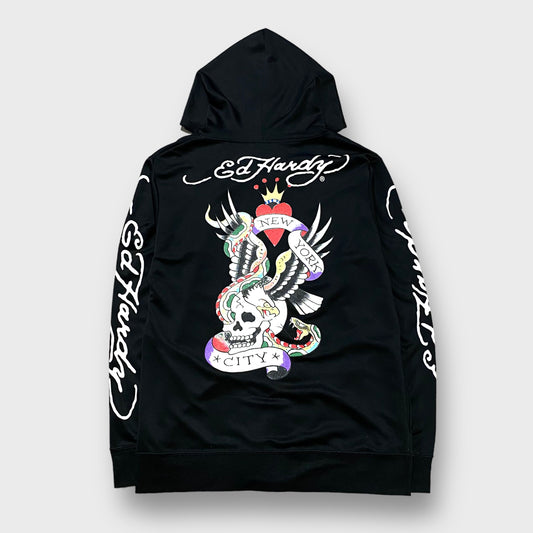 "Ed Hardy" Skull × snake design polyester hoodie