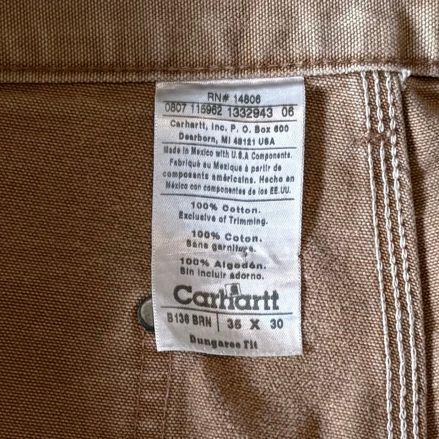 00's "Carhartt"faded double knee work wear pants 35×30