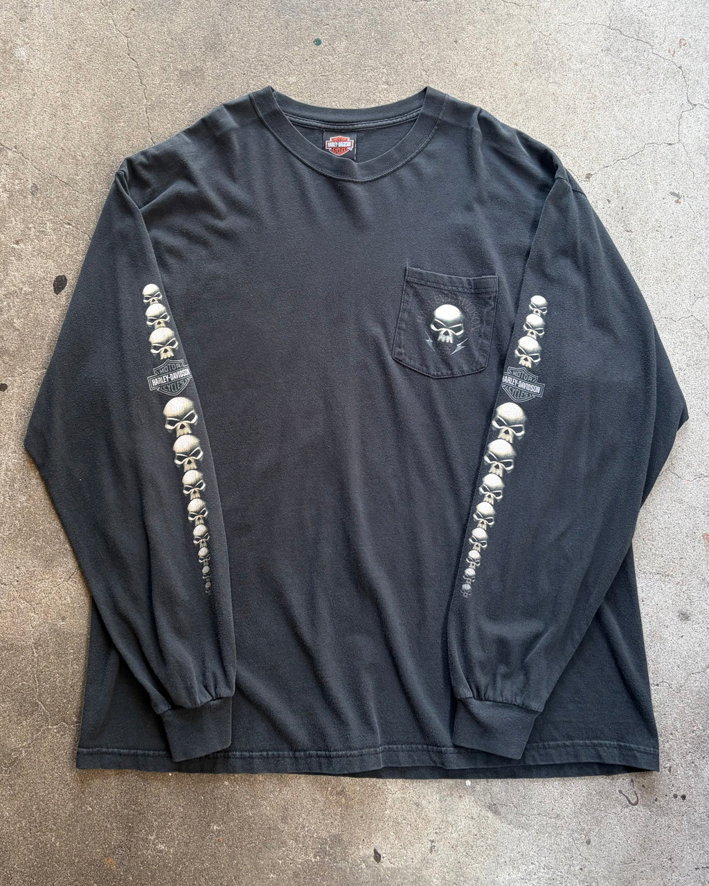90’s “HARLEY DAVIDSON” scull design l/s t-shirt x-large