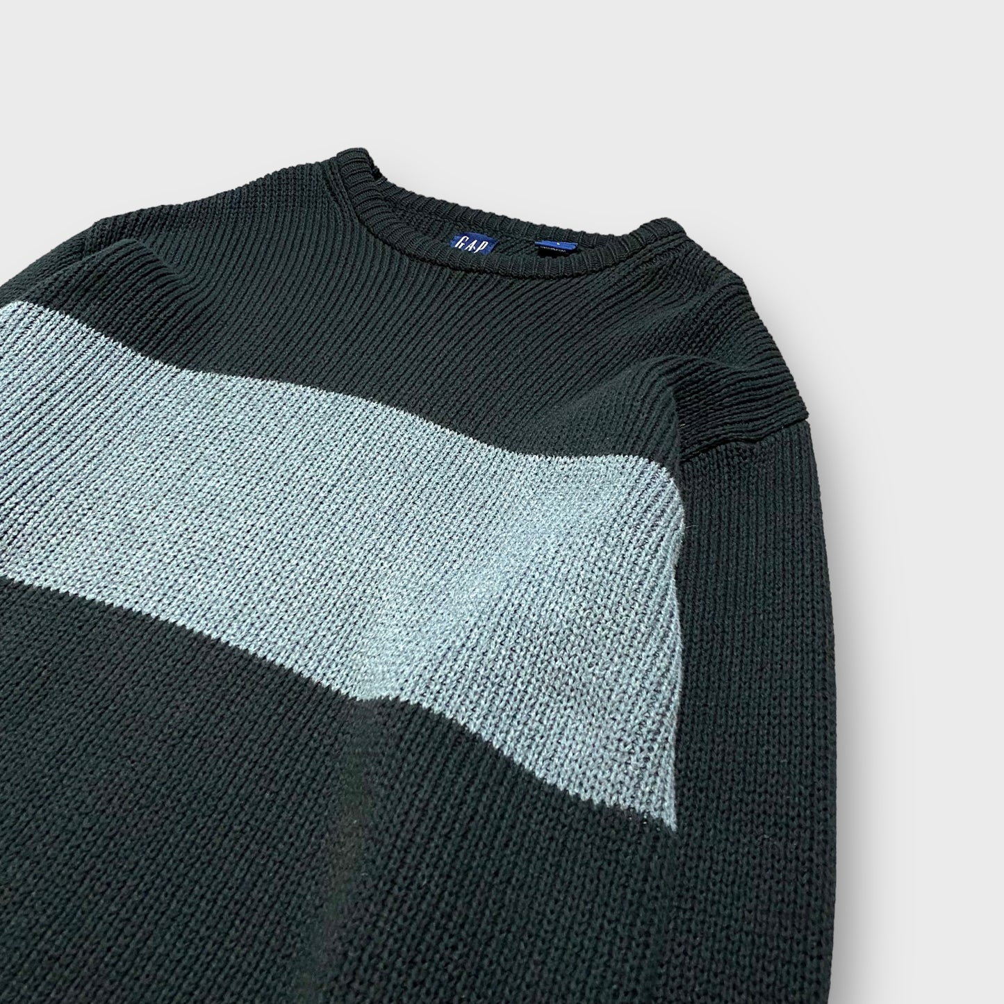 90's "GAP" Border design ridge knit sweater
