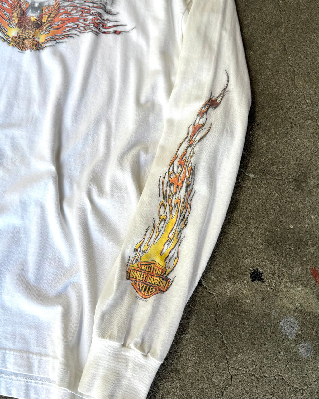 00’s “HARLEY DAVIDSON” flame pattern l/s t-shirt LARGE