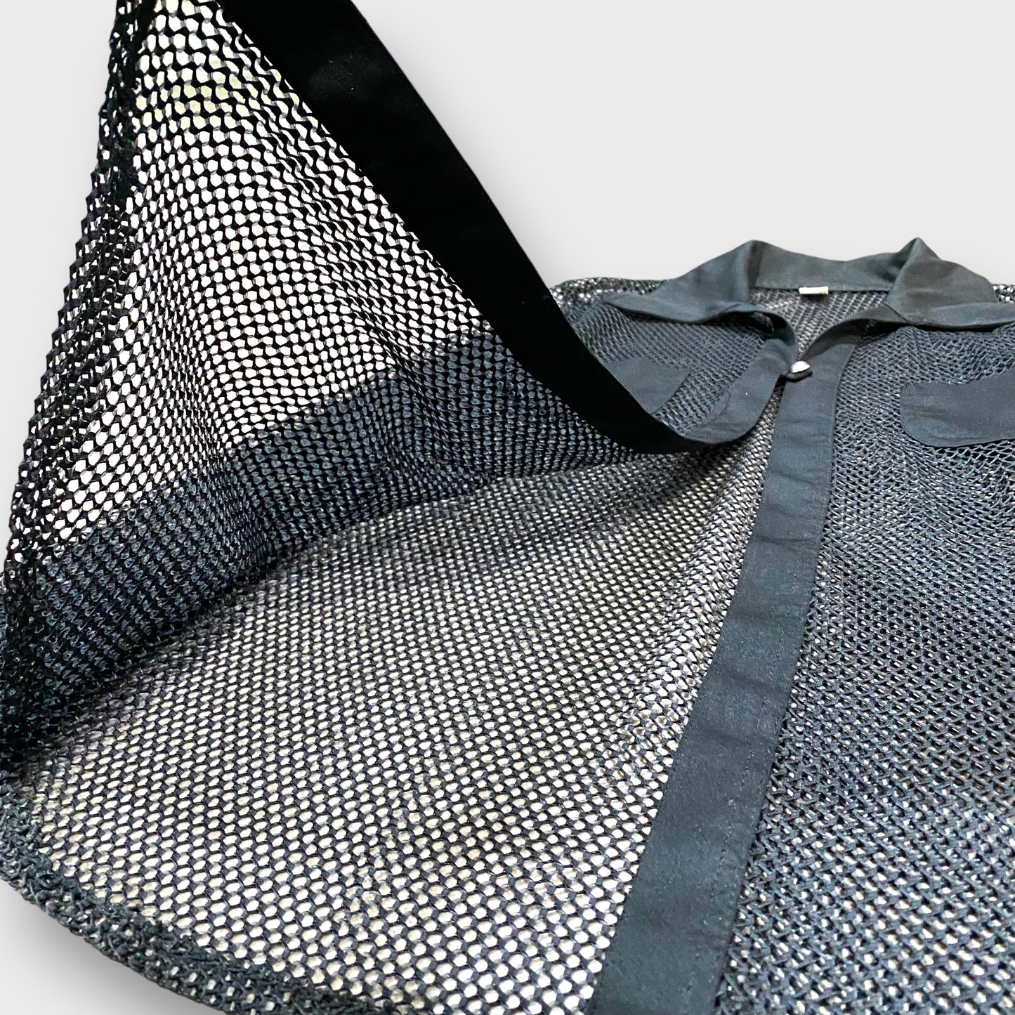 Satin × mesh shirt