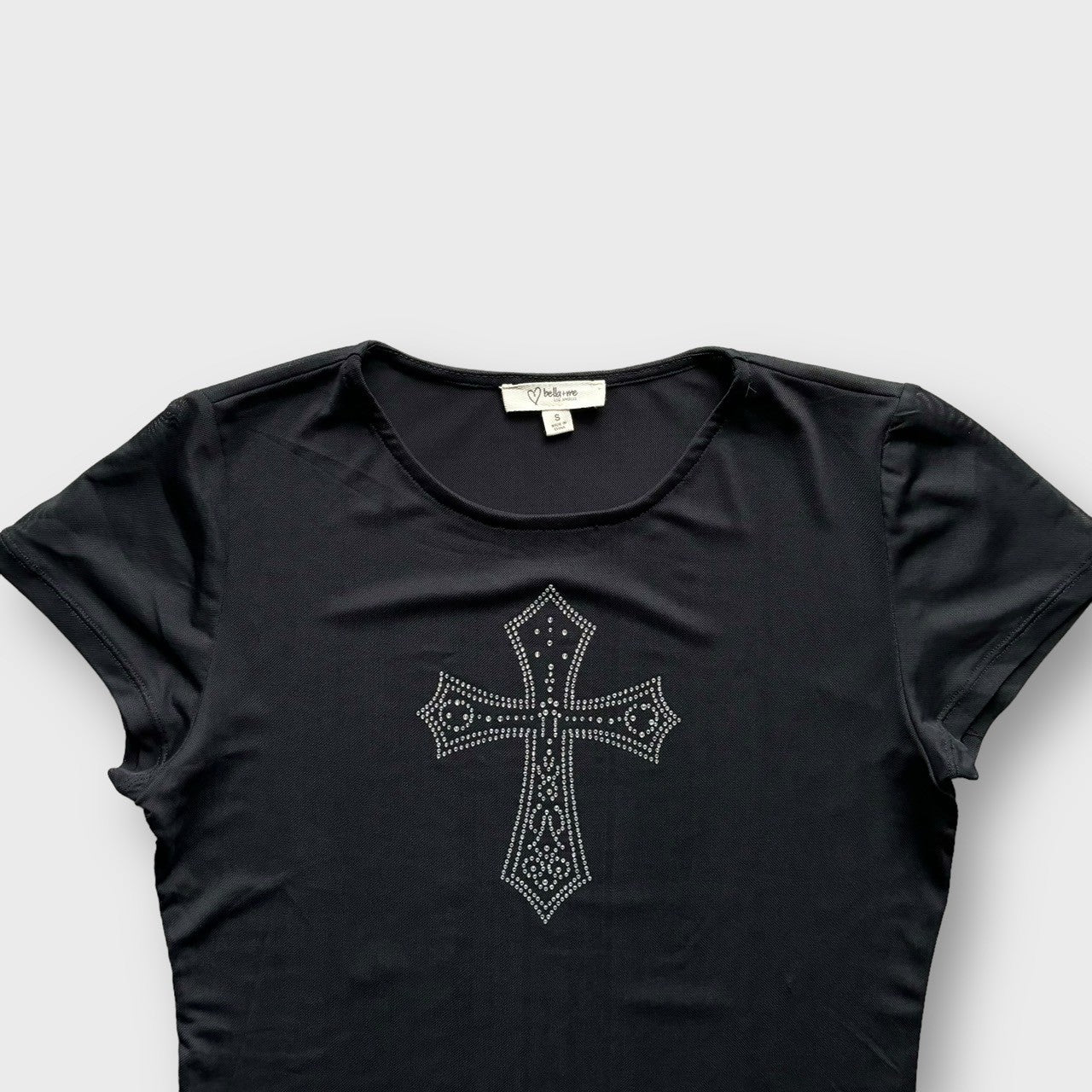 "Bella me" cross design sheer t-shirt