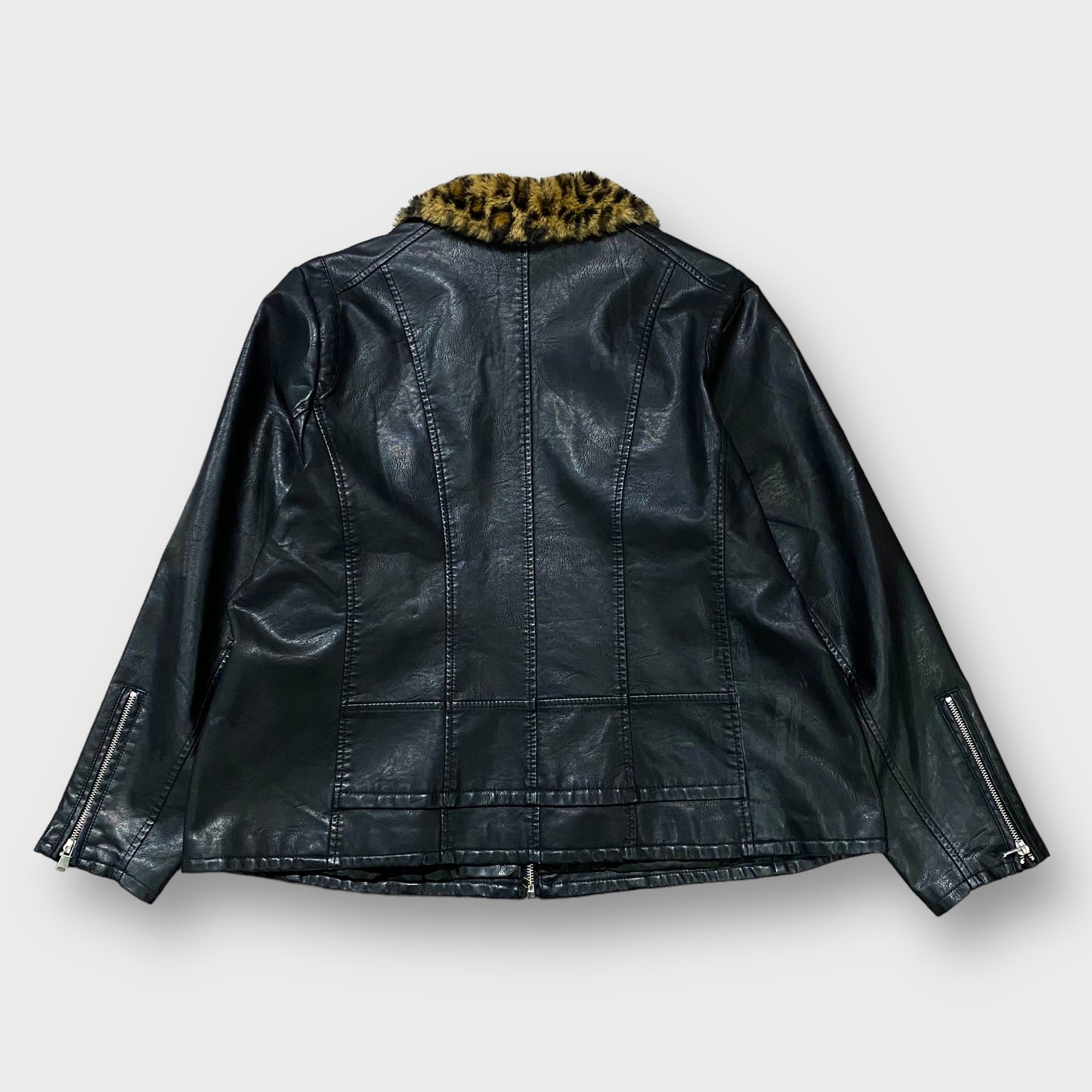 Leopard fur leather jacket