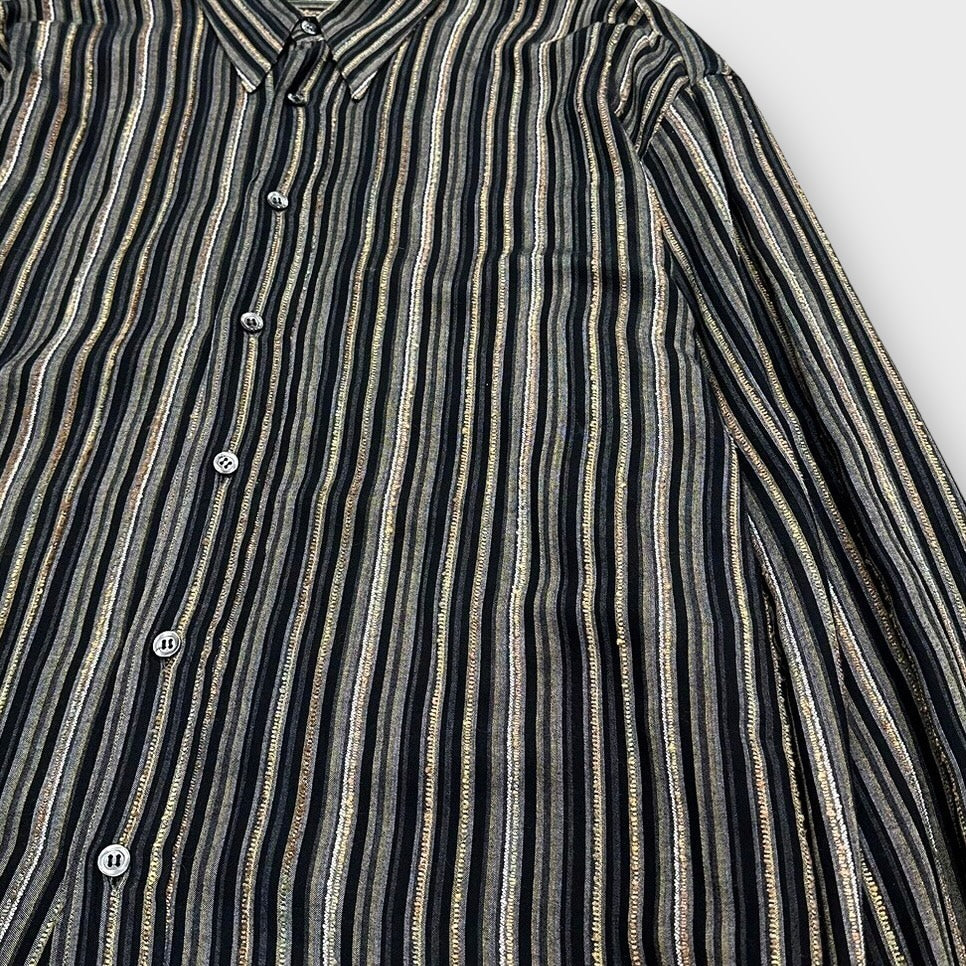90's "Ross graison" Striped pattern shirt