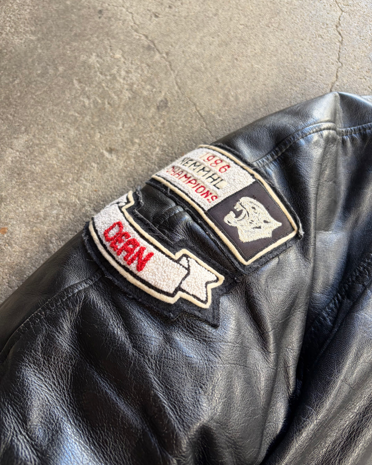 80-90’s patch design leather jacket