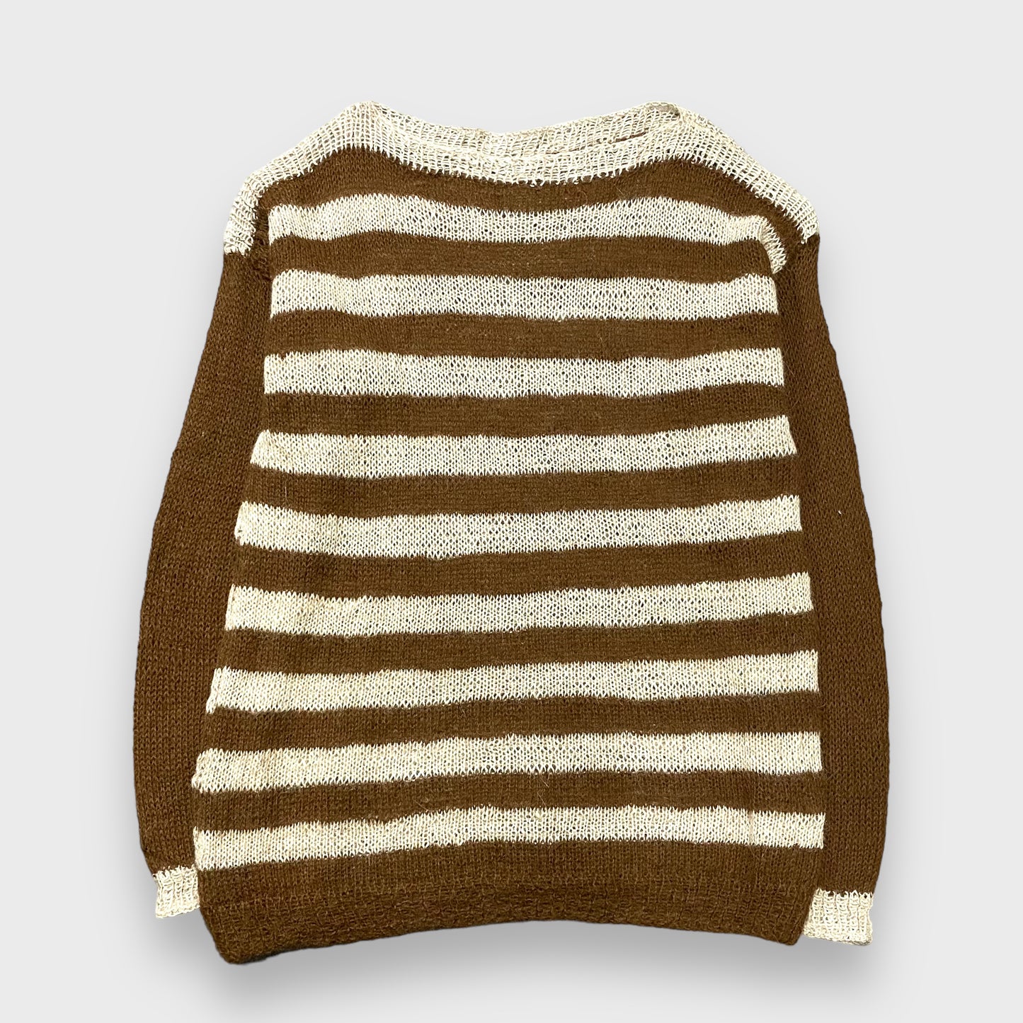 Border pattern mohair knit sweater