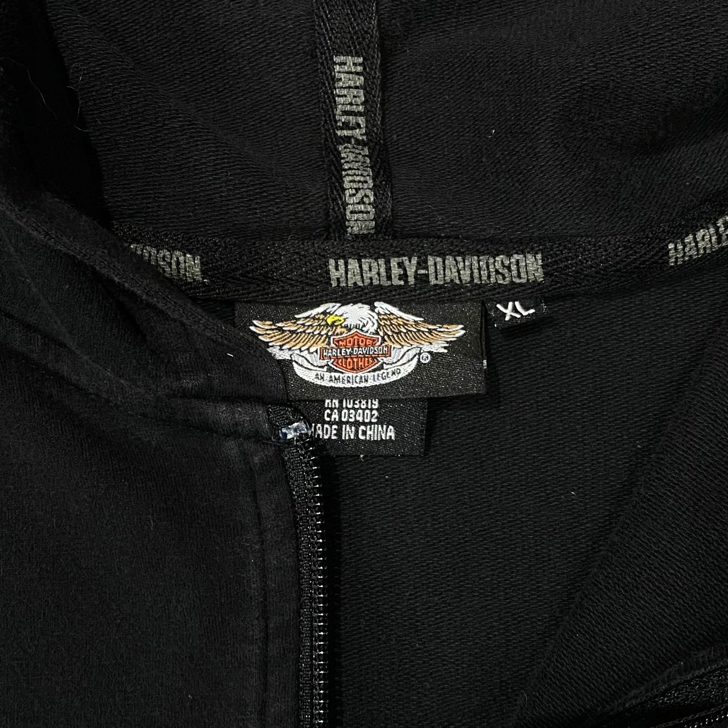 "Harley-Davidson" Logo embroidery full zip hoodie