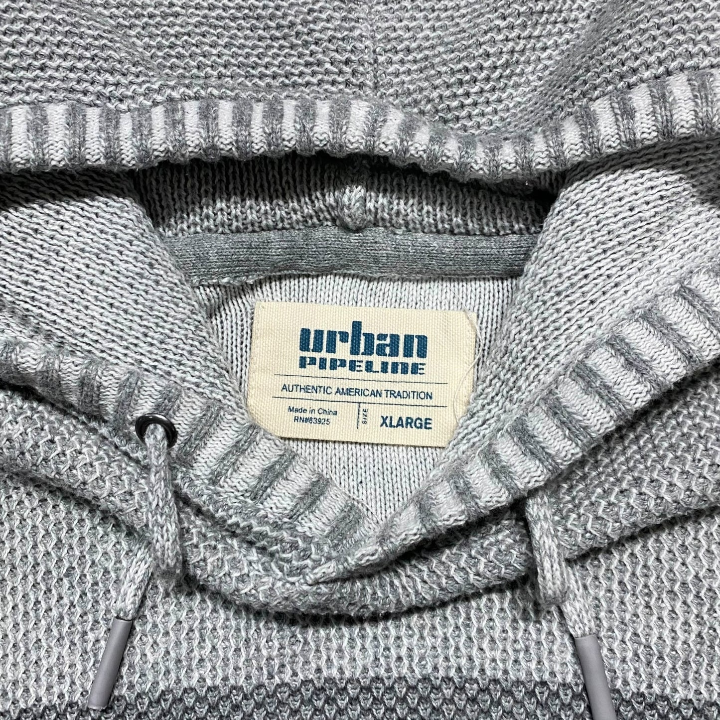 00's "urban pipeline" Border pattern knit hoodie