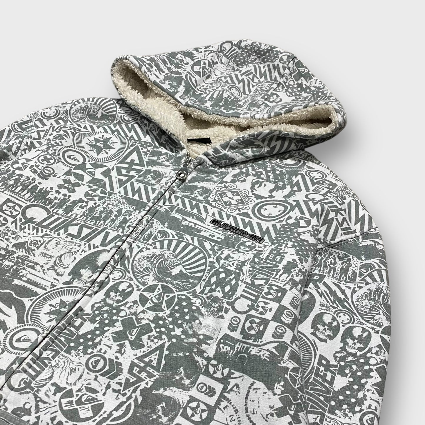 "QUICK SILVER" Allover pattern full zip hoodie