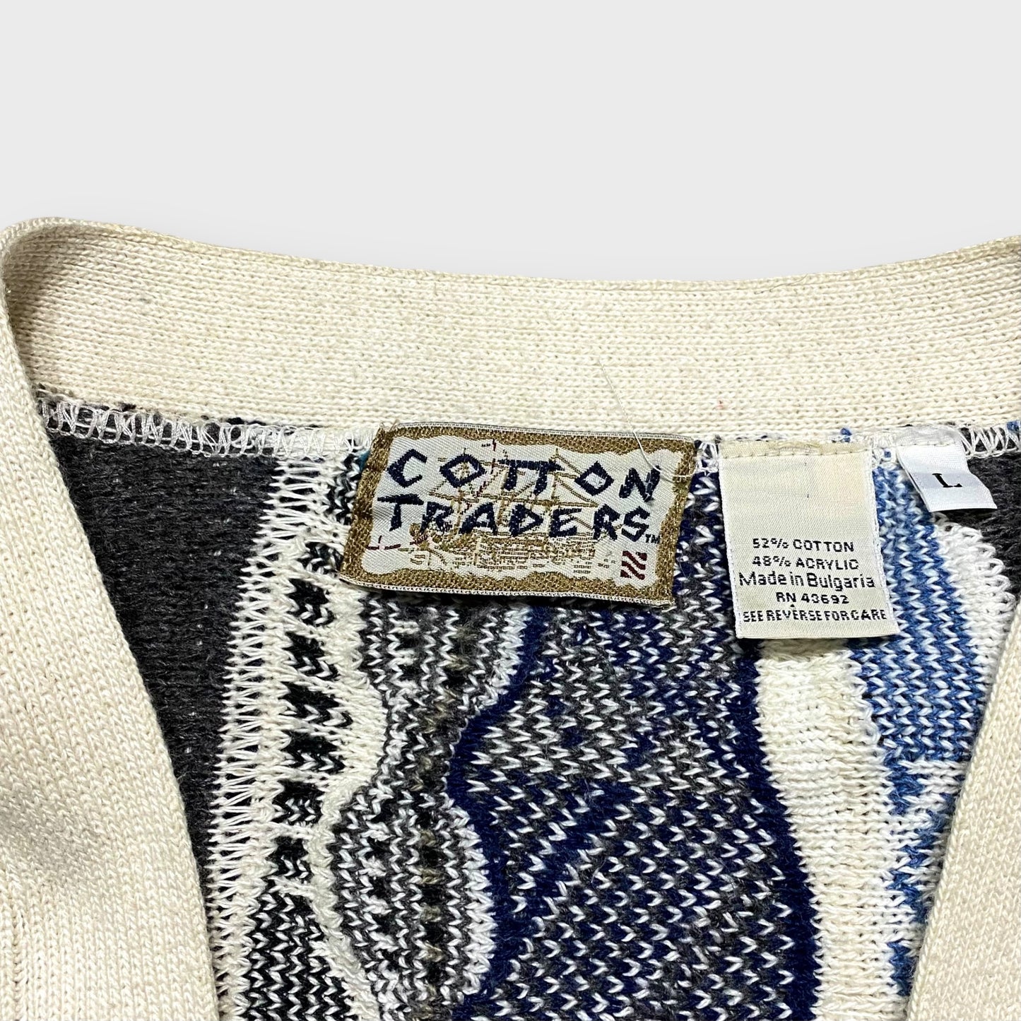 90's "COTTON TRADERS" 3D knit cardigan