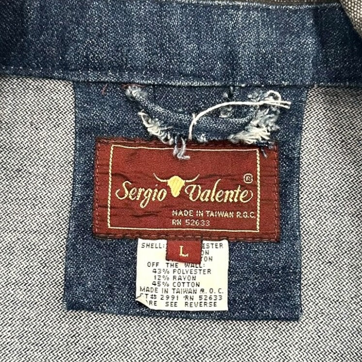 90’s "Seirgio Valente" Two tone hi-neck denim jacket