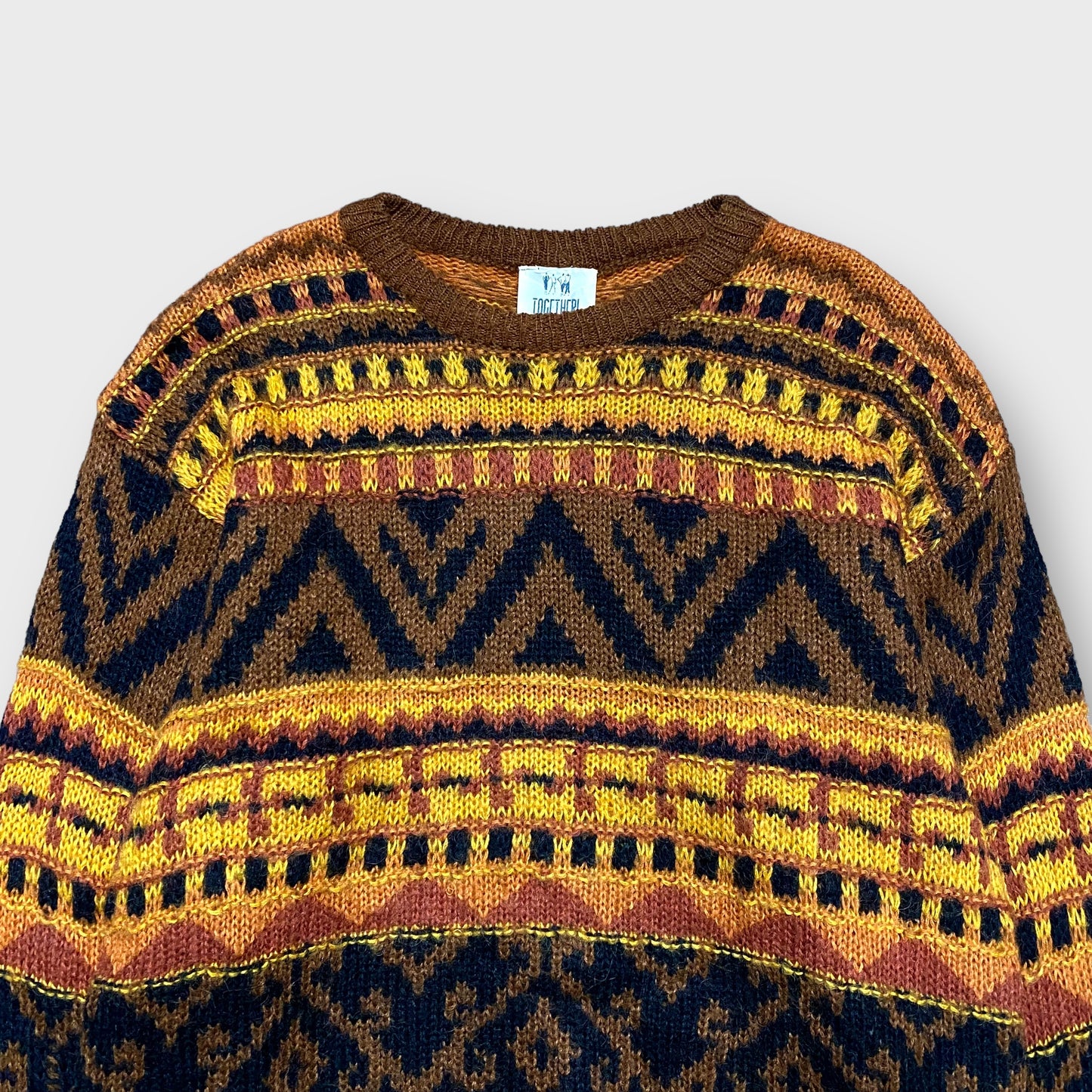 80's "TOGETHER" Geometric pattern knit sweater