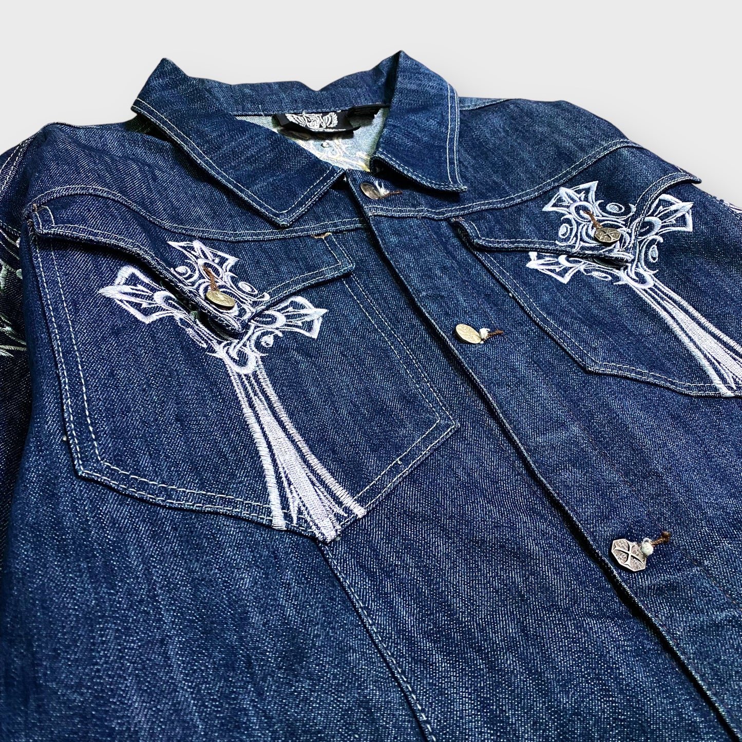 Wing × cross embroidery  denim jacket