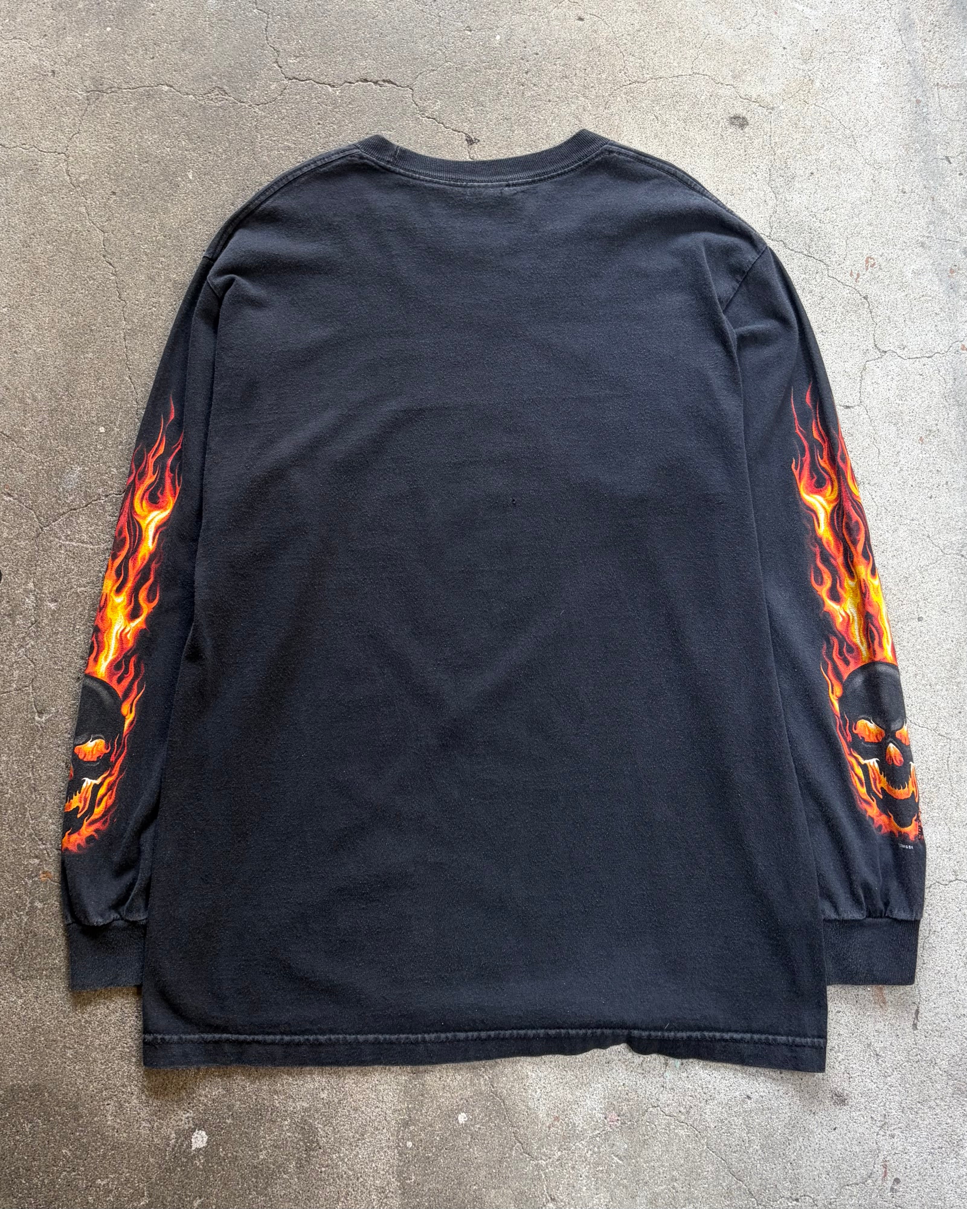 00’s scull design flame pattern l/s t-shirt