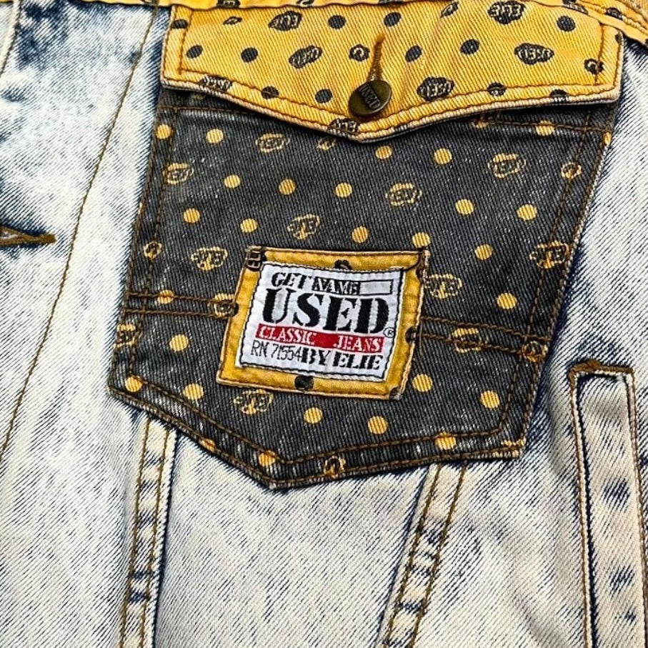 90's "GET NAME USED CLASSIC JEANS BY ELIE"
Patchwork washed denim jacket "NOS"