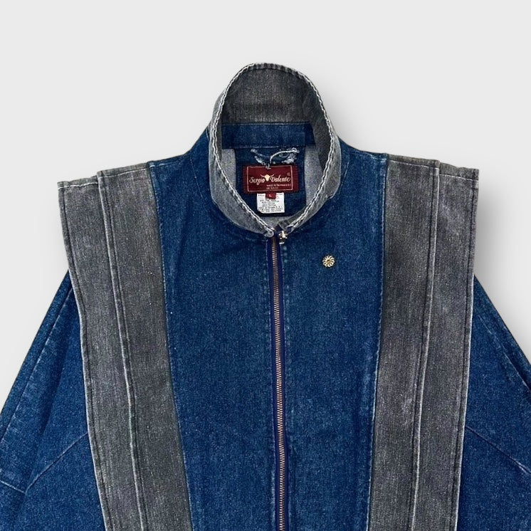 90’s "Seirgio Valente" Two tone hi-neck denim jacket