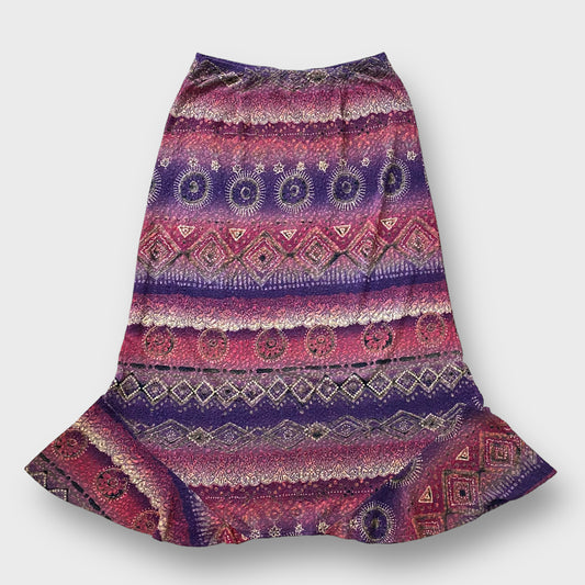 Multi pattern gradation maxi length skirt