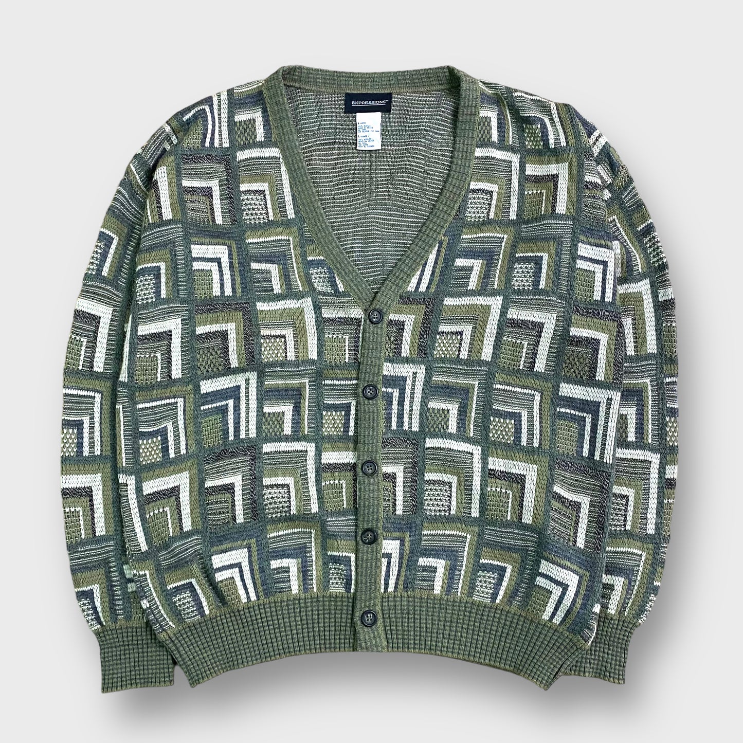Square pattern knit cardigan