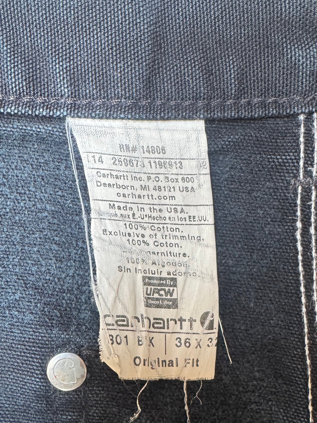 00’s “Carhartt”faded double knee work wear pants 36×32