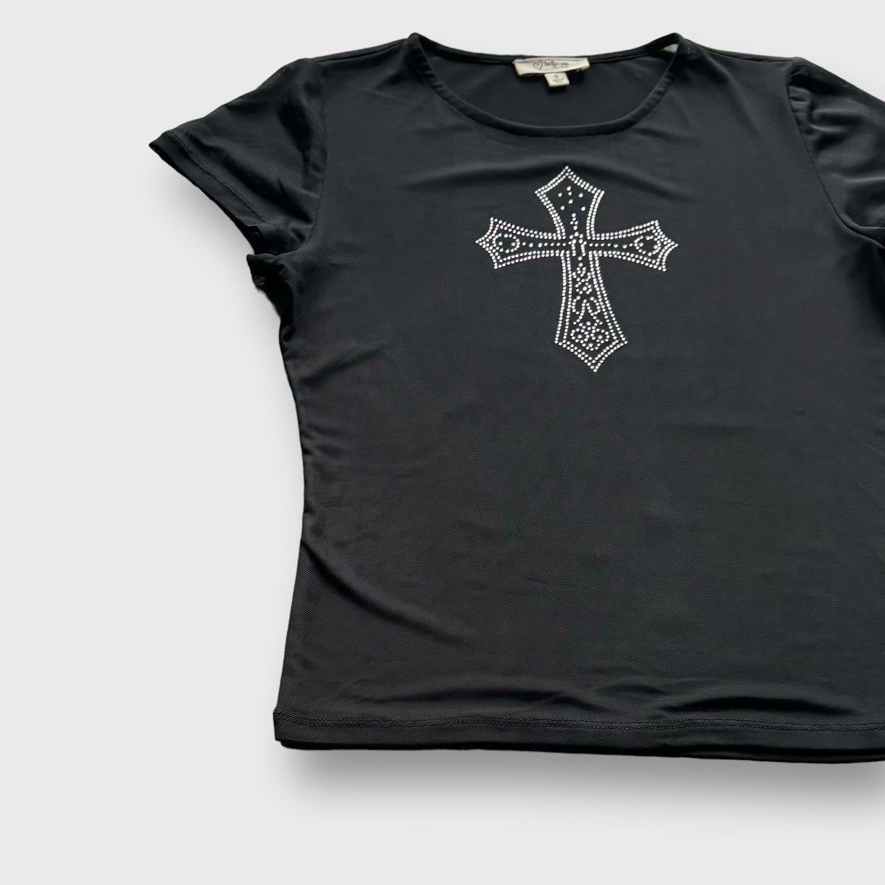 "Bella me" cross design sheer t-shirt