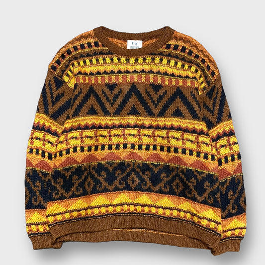 80's "TOGETHER" Geometric pattern knit sweater