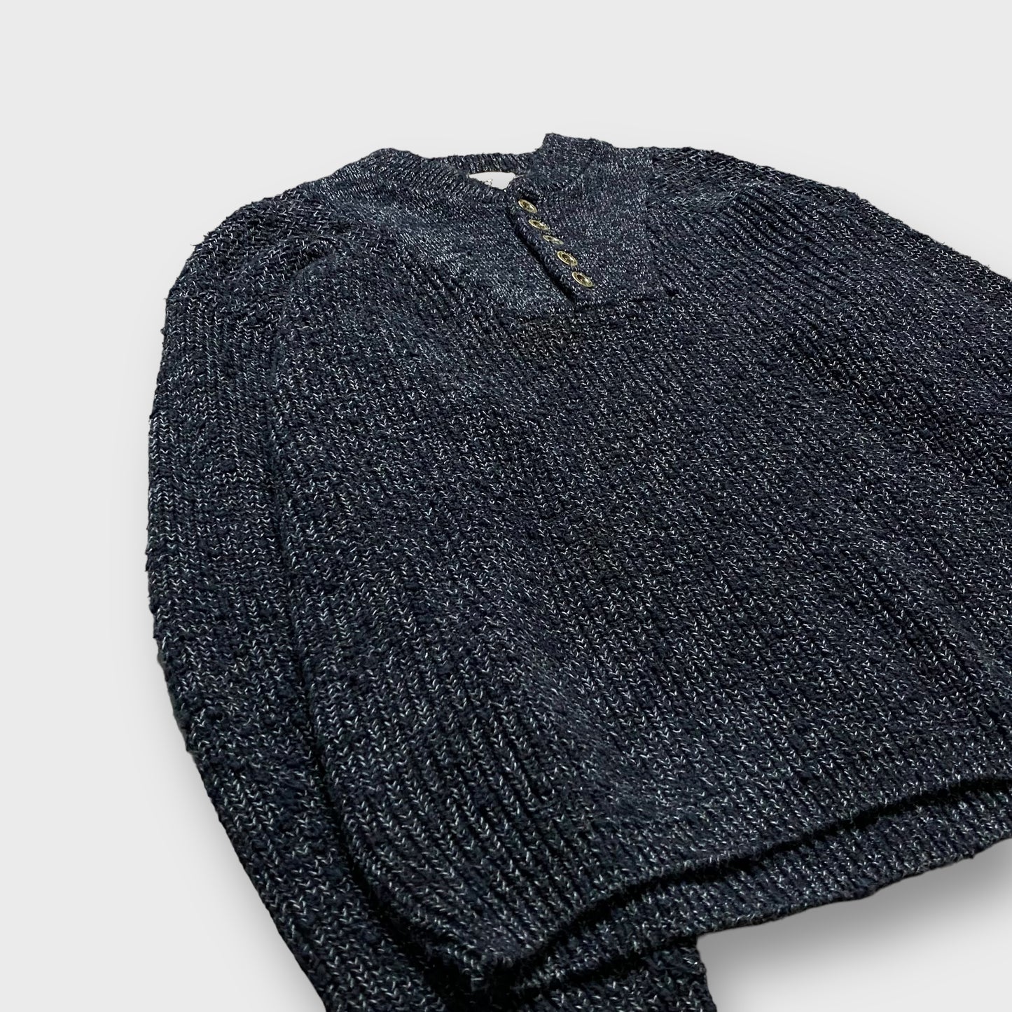 90's "Eddie Bauer" Henry neck knit sweater