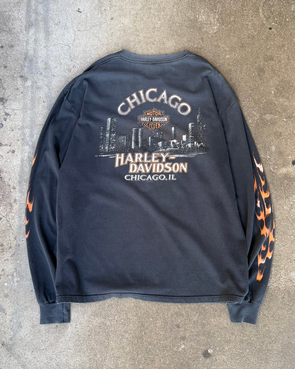 00’s “HARLEY DAVIDSON” flame pattern l/s t-shirt