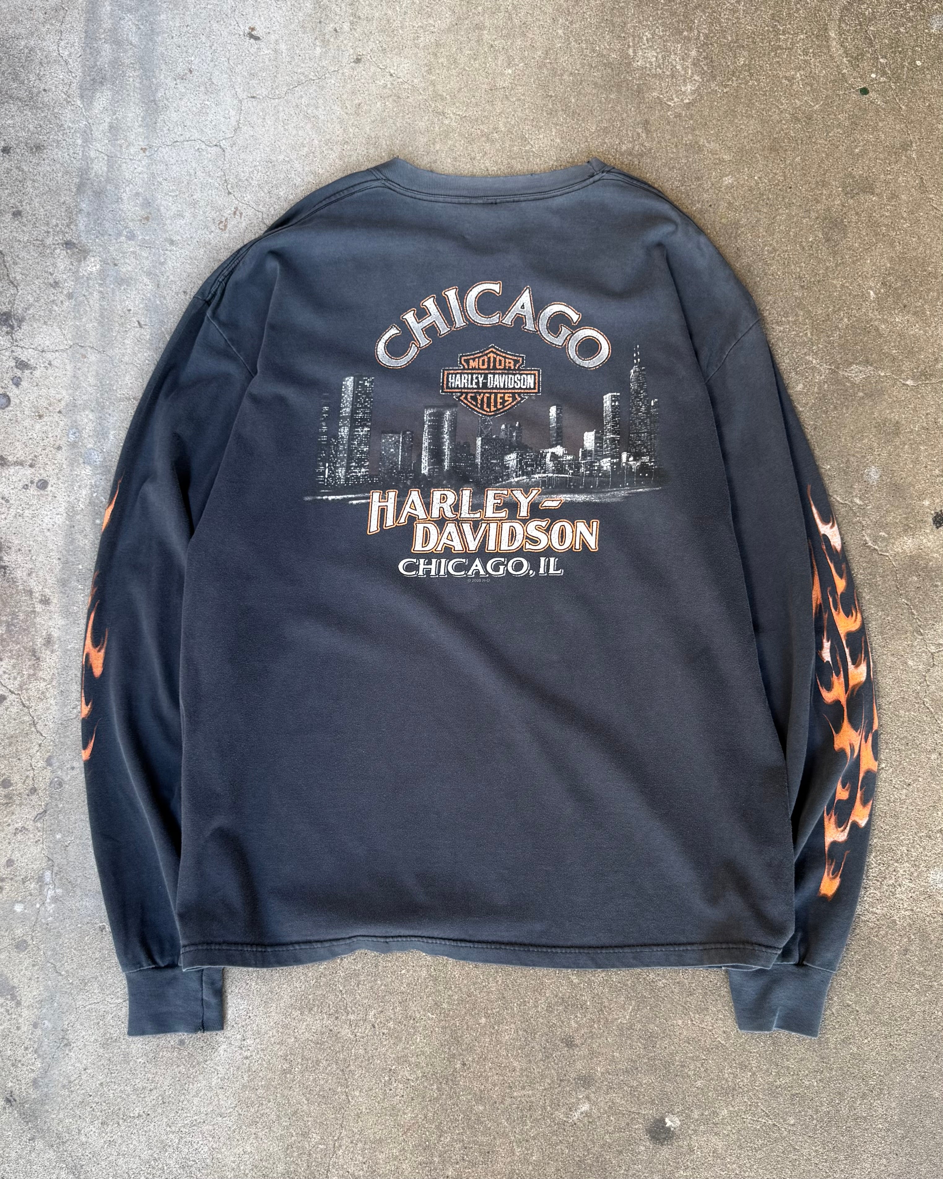 00’s “HARLEY DAVIDSON” flame pattern l/s t-shirt