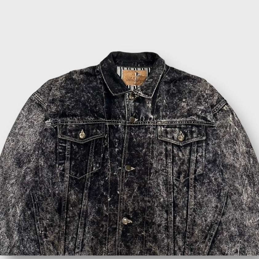 90's Chemical wash black denim jacket