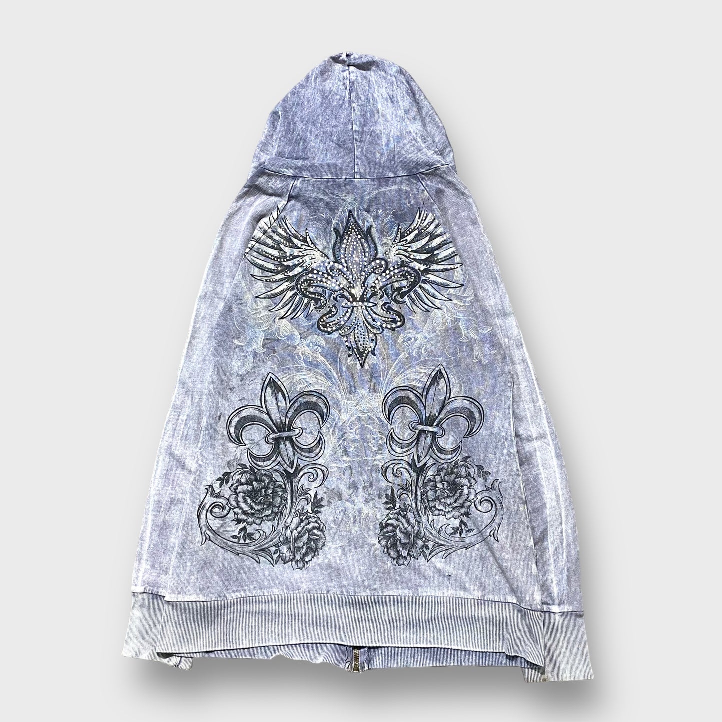 Ornament × feather design zip hoodie