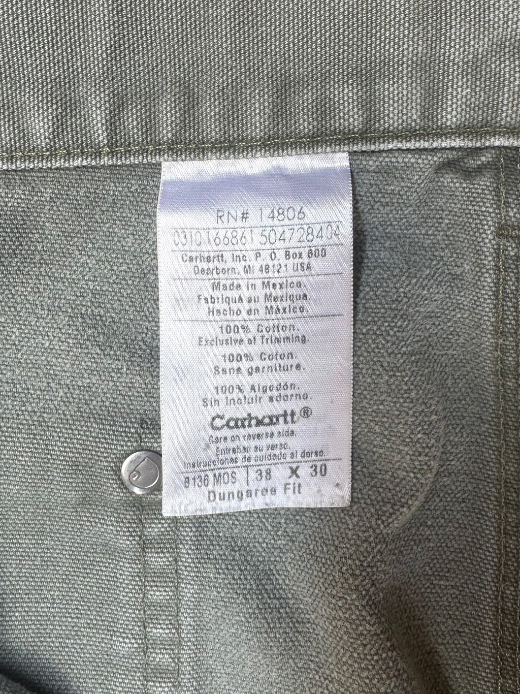 00’s “Carhartt”faded double knee work wear pants 38×30