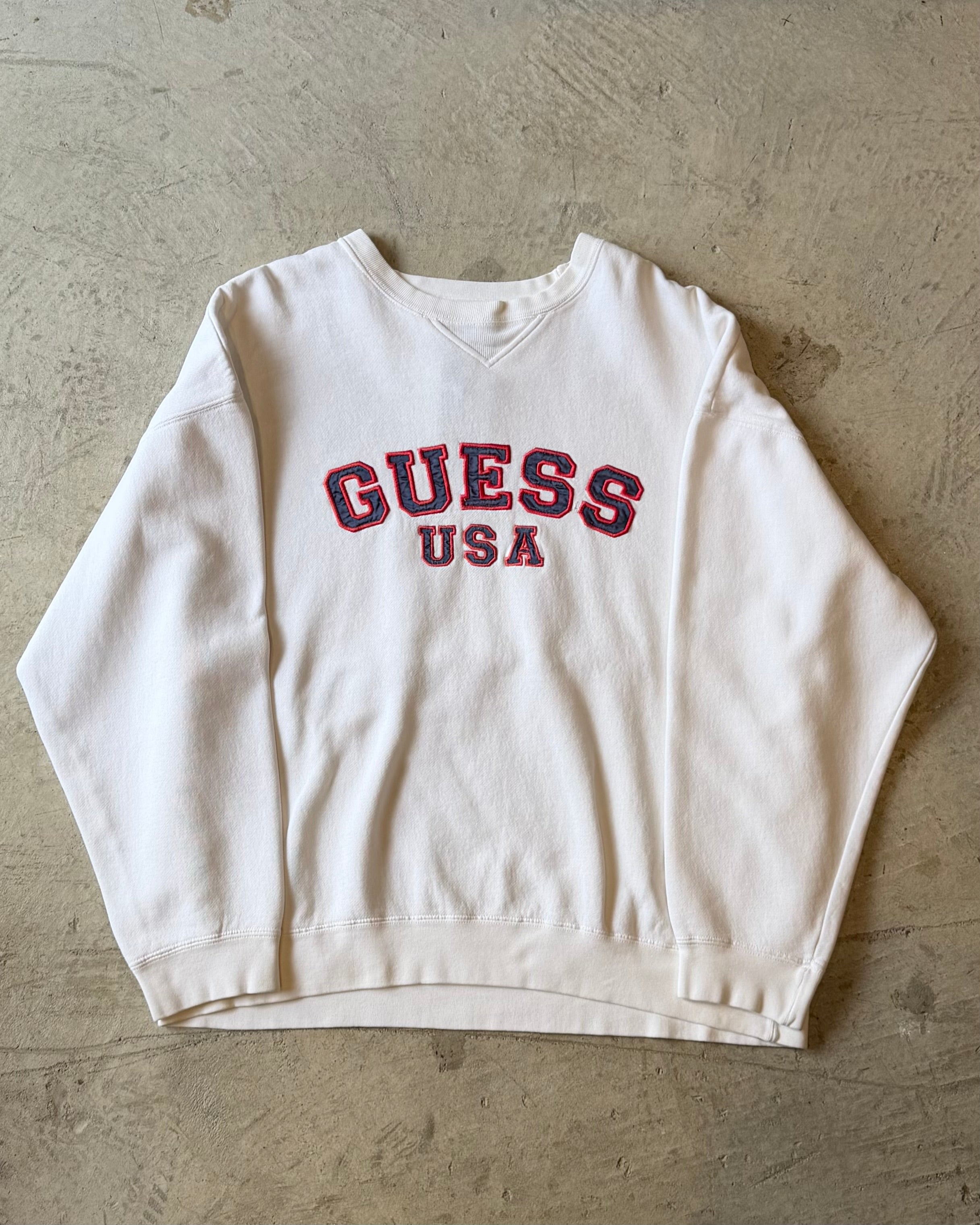 90’s “GUESS” crew neck sweat LARGE
