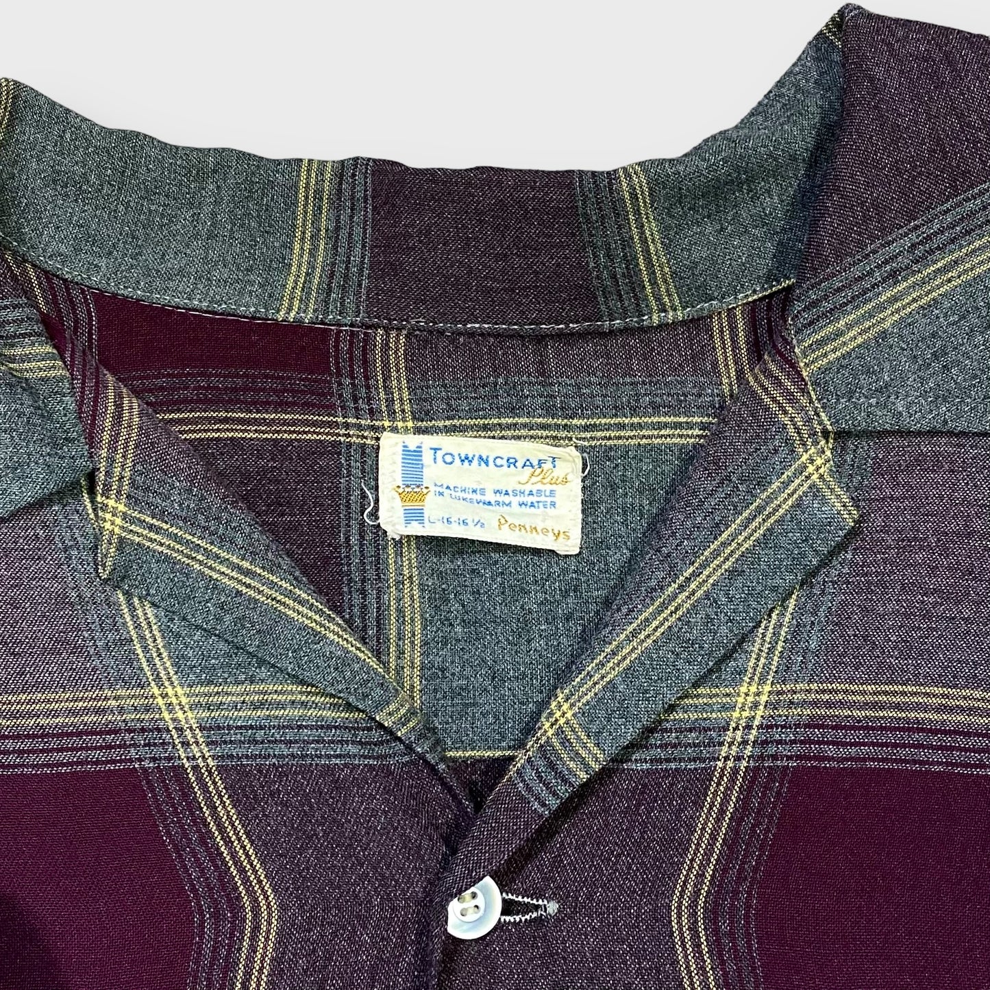 60's "Penneys TOWNCRAFT" Ombre check pattern rayon shirt