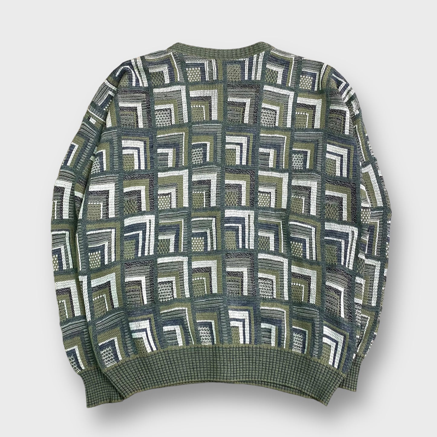 Square pattern knit cardigan