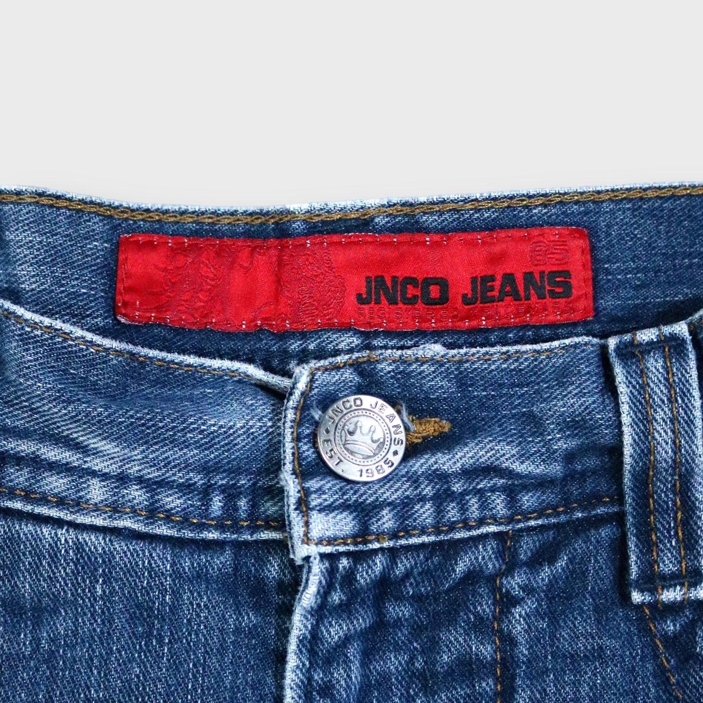 "JNCO JEANS" Flame skull embroidery denim pants