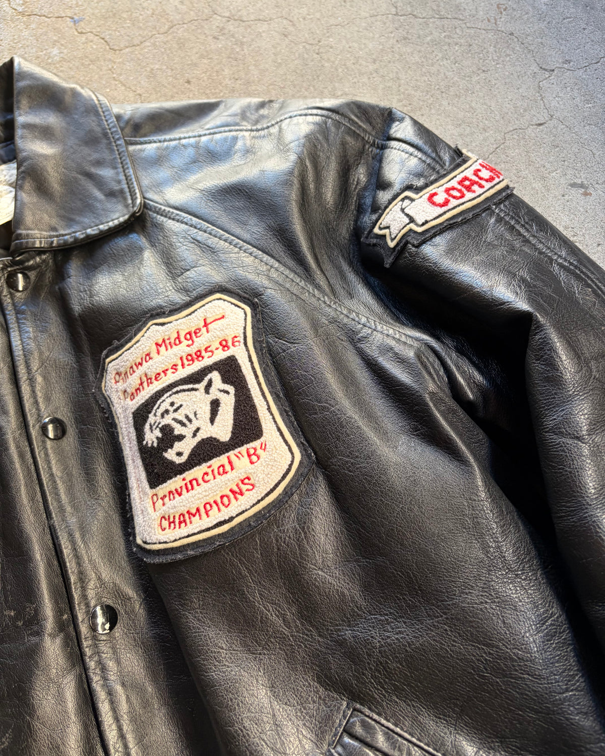 80-90’s patch design leather jacket