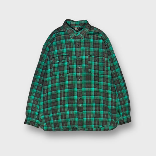 90’s “RRL” plaid pattern cotton shirt