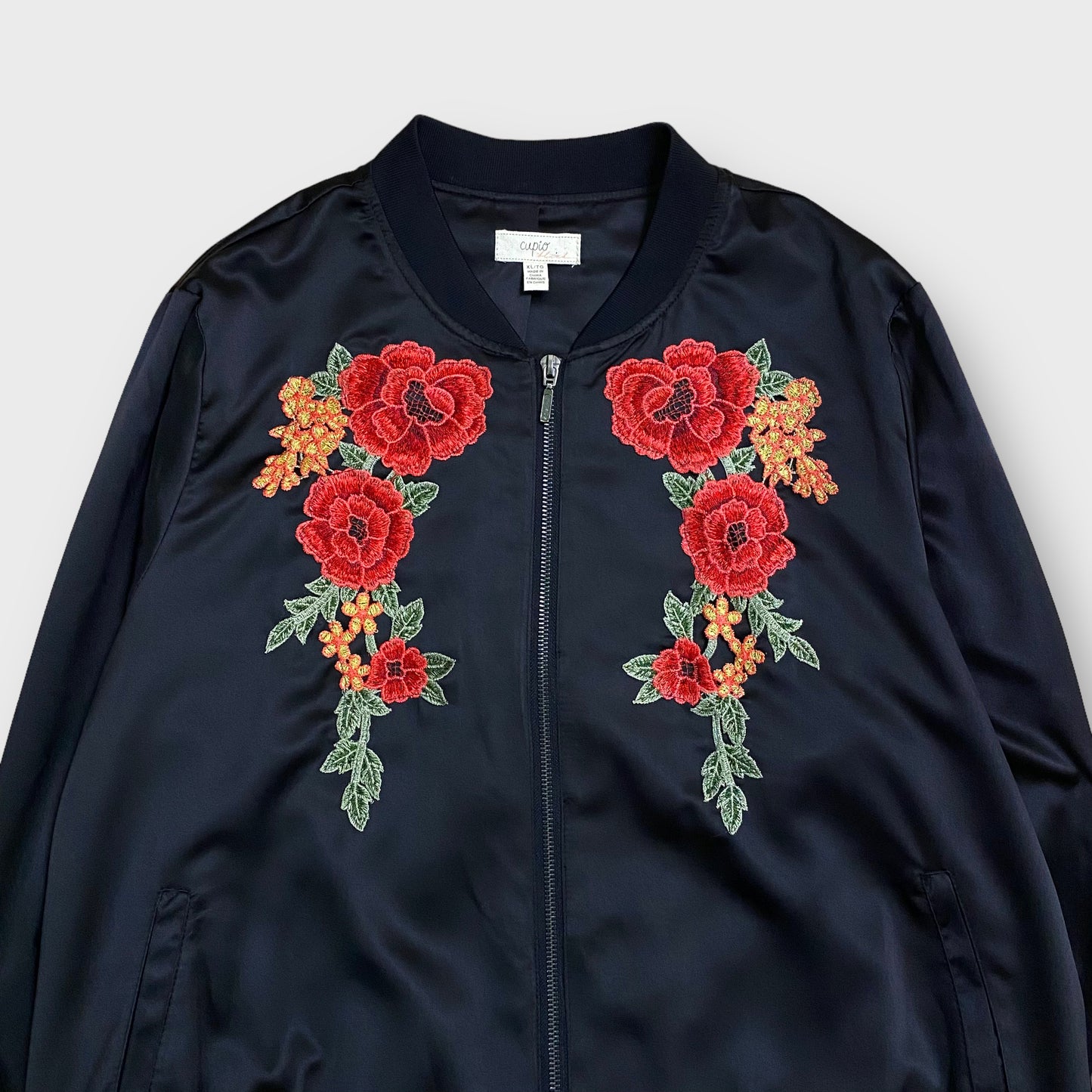 Flower embroidery blouson jacket