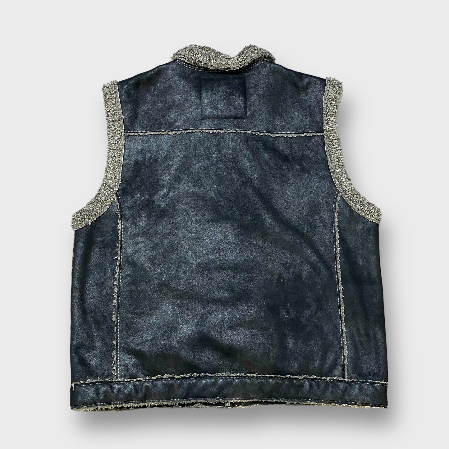Fur switching leather vest