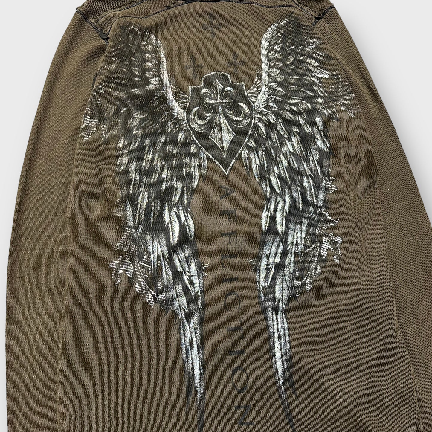 AFFLICTION Wing design thermal knit sweater